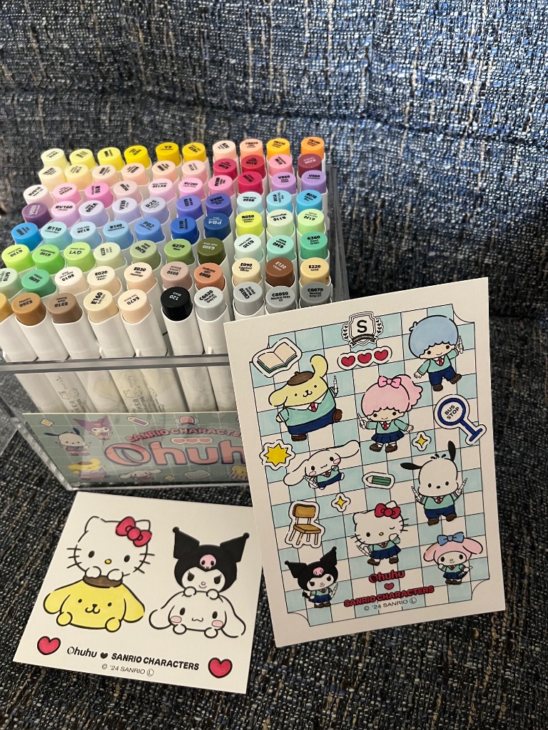 新品未開封　サンリオ　オフフ　イラストマーカー　太字　80色＋ブレンダーペン1本 Amazon | Ohuhu イラストマーカー 筆タイプ 80色81本 サンリオ