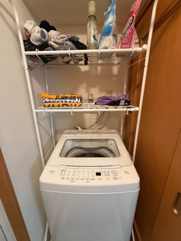 ◇コーナン オリジナル LIFELEX 洗濯機ラック バスケット棚付の