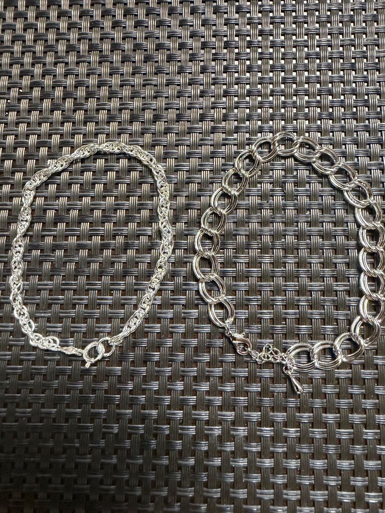 シルバー925 大きめ あずきダブルチェーンブレスレット アズキチェーン