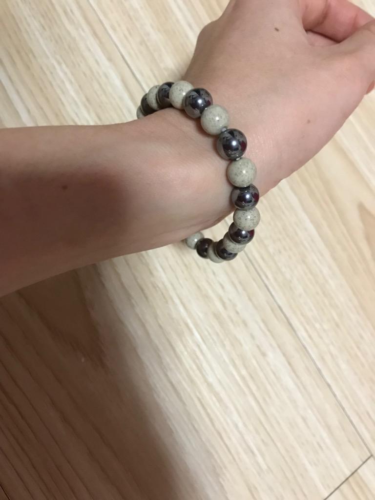 リピ割おまとめ専用出品❣ 泗浜浮石 ✦ テラヘルツ鉱石✦北投石✦アンクレット他 北投石xテラヘルツ ラウンド組み合わせ 8mm ブレスレット_B398-8