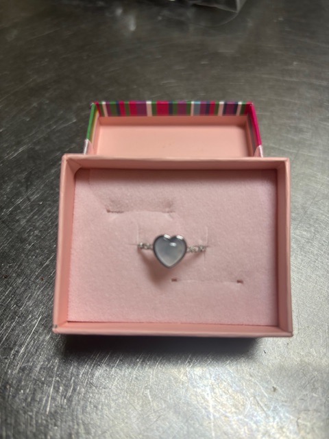 Silver925 アクアマリン 7.5x8mm ハート 指輪リング(サイズ調整可) 1個 