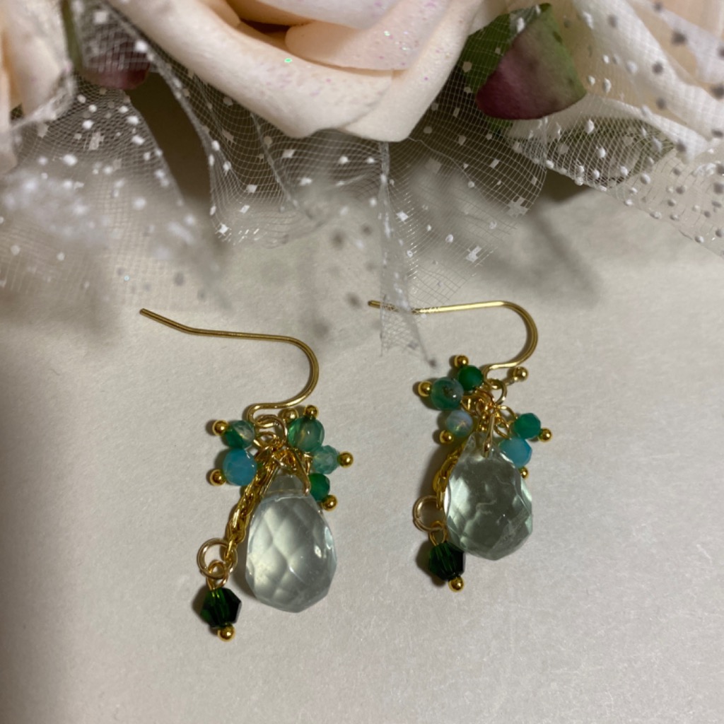 フローライト ドロップ ブリオレットカット 10x14mm 1連（約