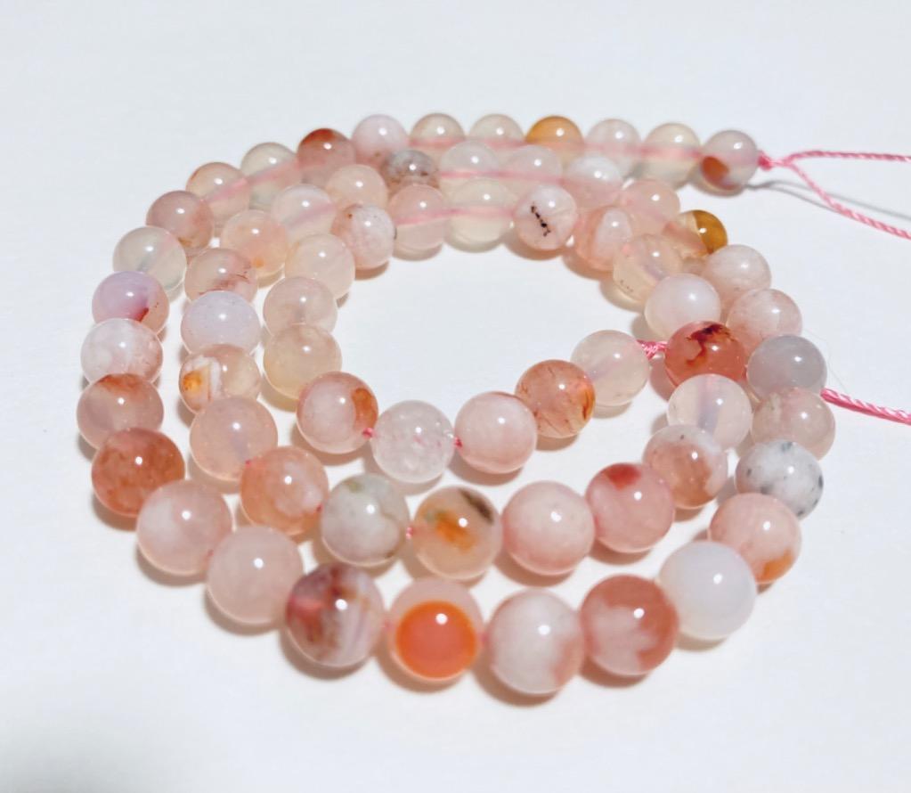 チェリーブロッサムアゲート 桜瑪瑙 6mm 1連（約38cm）_R5815-6