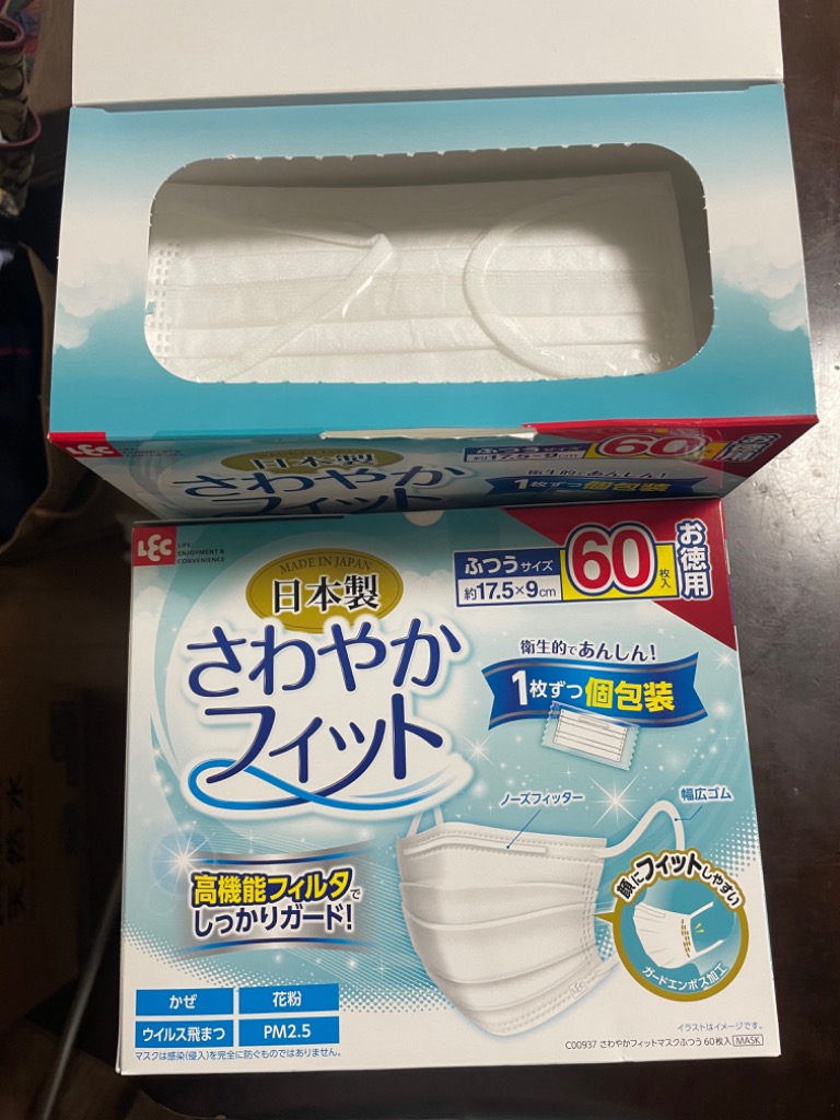 国産 マスク ふつう 120枚入 （60枚×2） 不織布 個包装 使い捨て