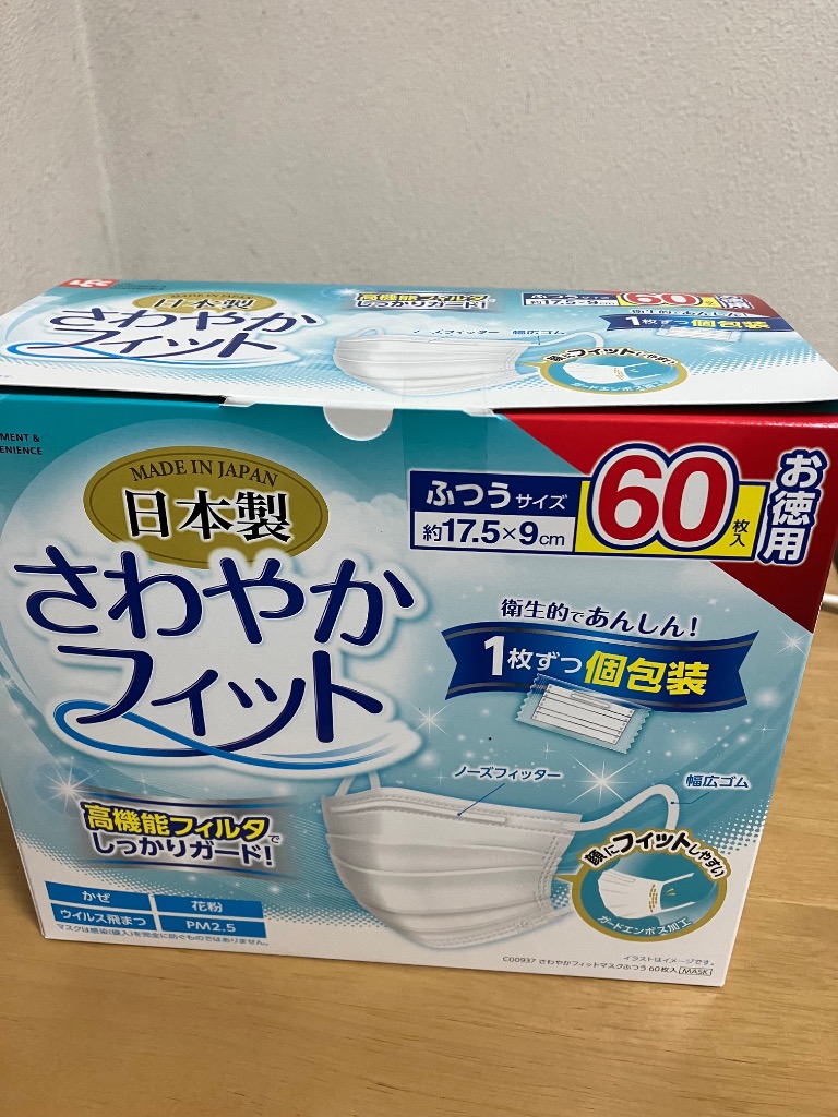 さわやかフィット 国産 マスク ふつう 120枚入 （60枚×2） 不織布 個