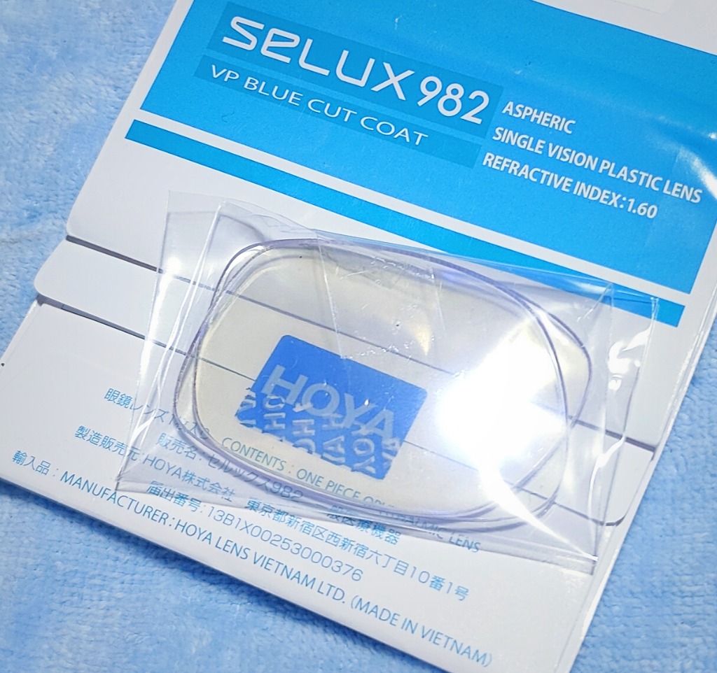 HOYA セルックス982BPコート 1.60非球面レンズ ブルーライト