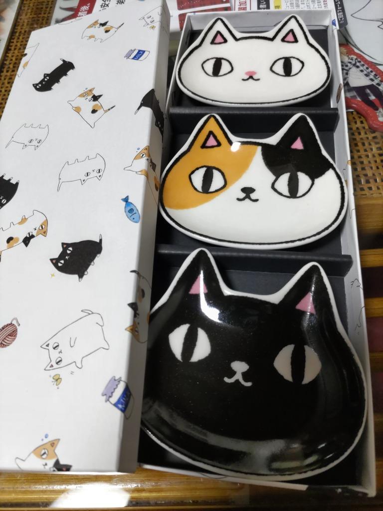 にゃん屋 【メール便対応】猫グッズ 猫雑貨 猫3兄弟 フェイス 小皿 3枚