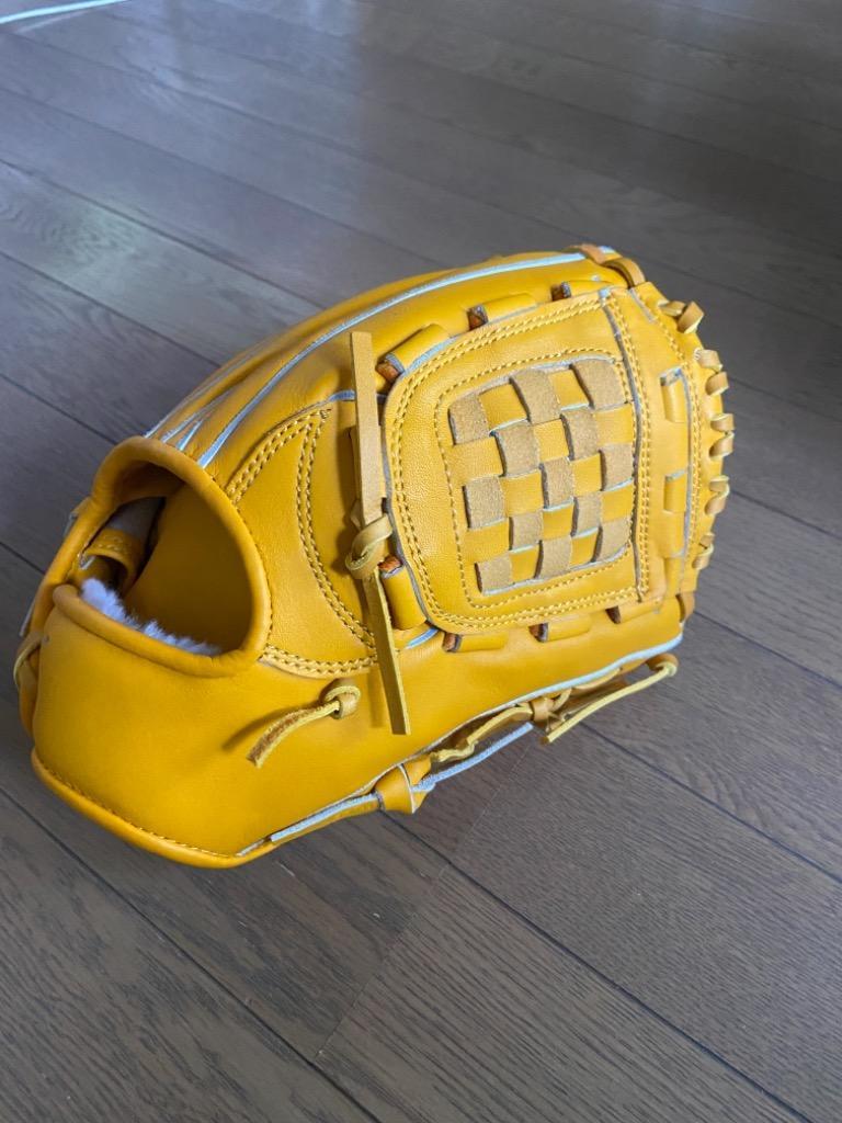 内野手グローブ 内野手用 グラブ 硬式 右投 イエロー バスケットウェブ