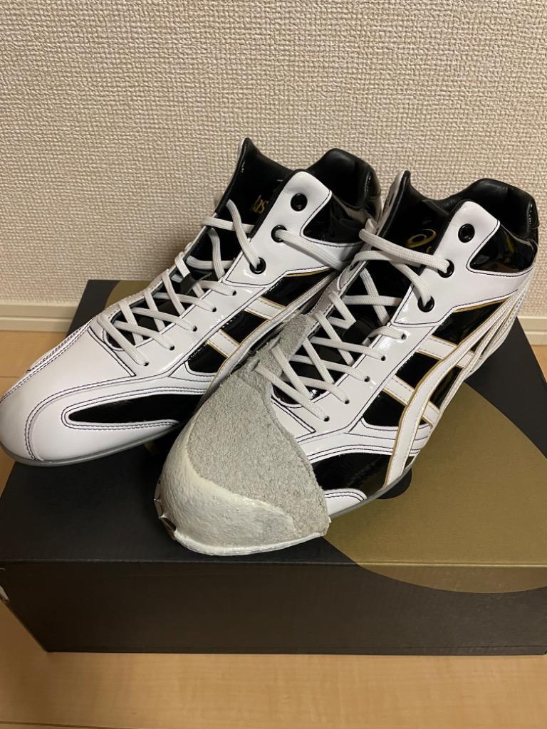 ASICS ホワイト×ブラック アシックス 野球 クォーターカット