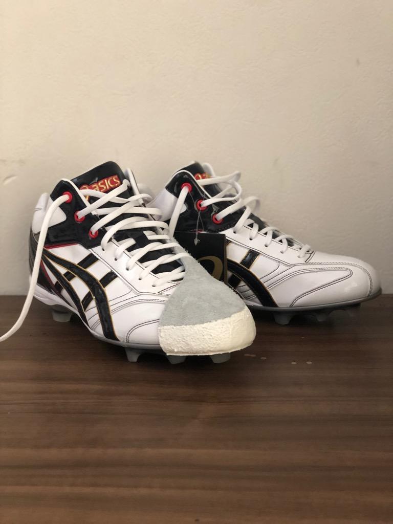 ASICS ホワイト×ネイビー アシックス 野球 クォーターカット
