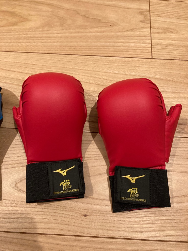 MIZUNO レッド、ブルーの2点セット ミズノ 空手 拳サポーター2個