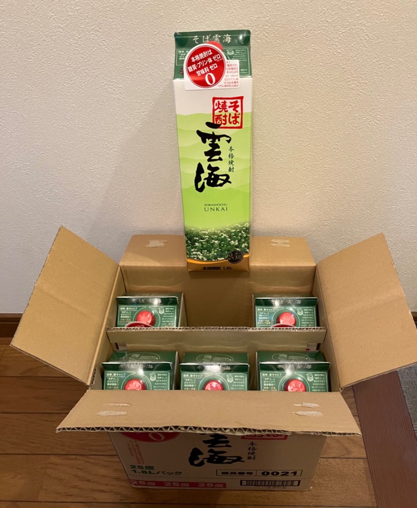 そば雲海 1.8Lパック 25度 6本 そば焼酎】雲海 1.8Lパック 25度《1本入》 – 酒庫住田屋