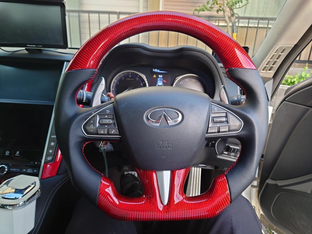 スカイラインv37 スカイライン400r パーツ リアルカーボンステアリング ハンドル スカイラインv37 スカイライン400r パーツ リアルカーボンステアリング