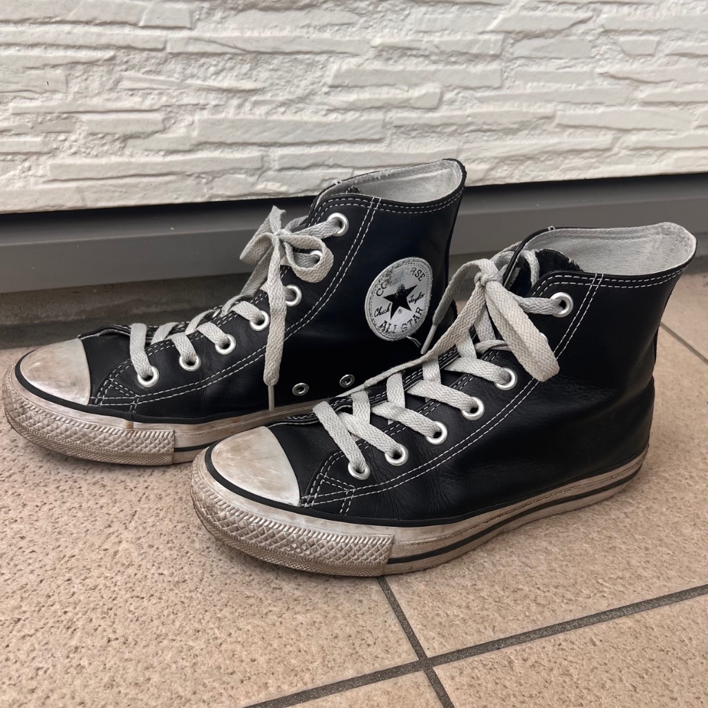 CONVERSE ブラック レザー スニーカー LEA ALL STAR CONVERSE LEATHER (R) HI コンバース レザー