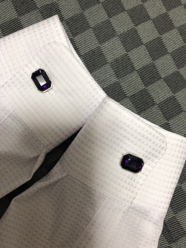 カフス カフスボタン カフリンクス 四角 人造宝石 シルバー カフ