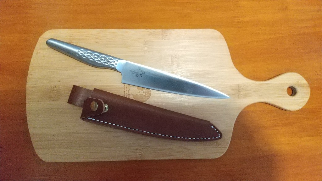 ステンレススチール 鍔付きペティナイフ レザーケース付き GIZABA ペティナイフ 120mm レザーケース付 | ptygrace