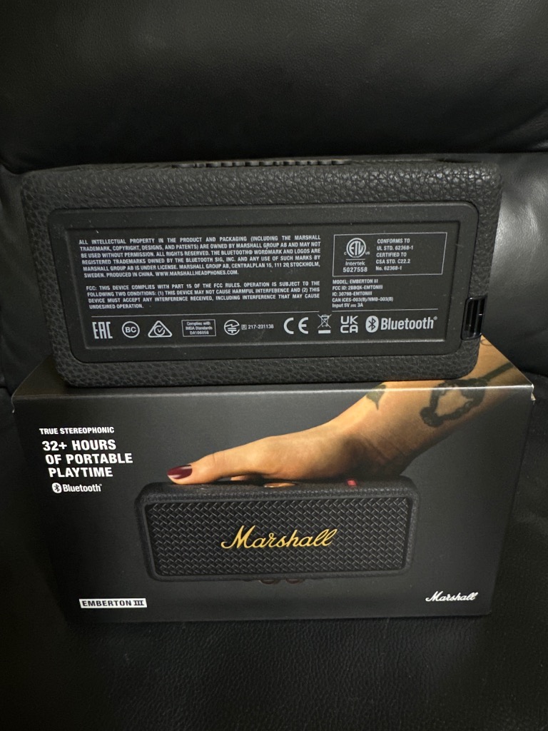 Marshall マーシャル ワイヤレススピーカー EMBERTON III Black & Brass　 Bluetooth対応/32時間連続再生/IP67防塵・防水/ハンズフリー通話