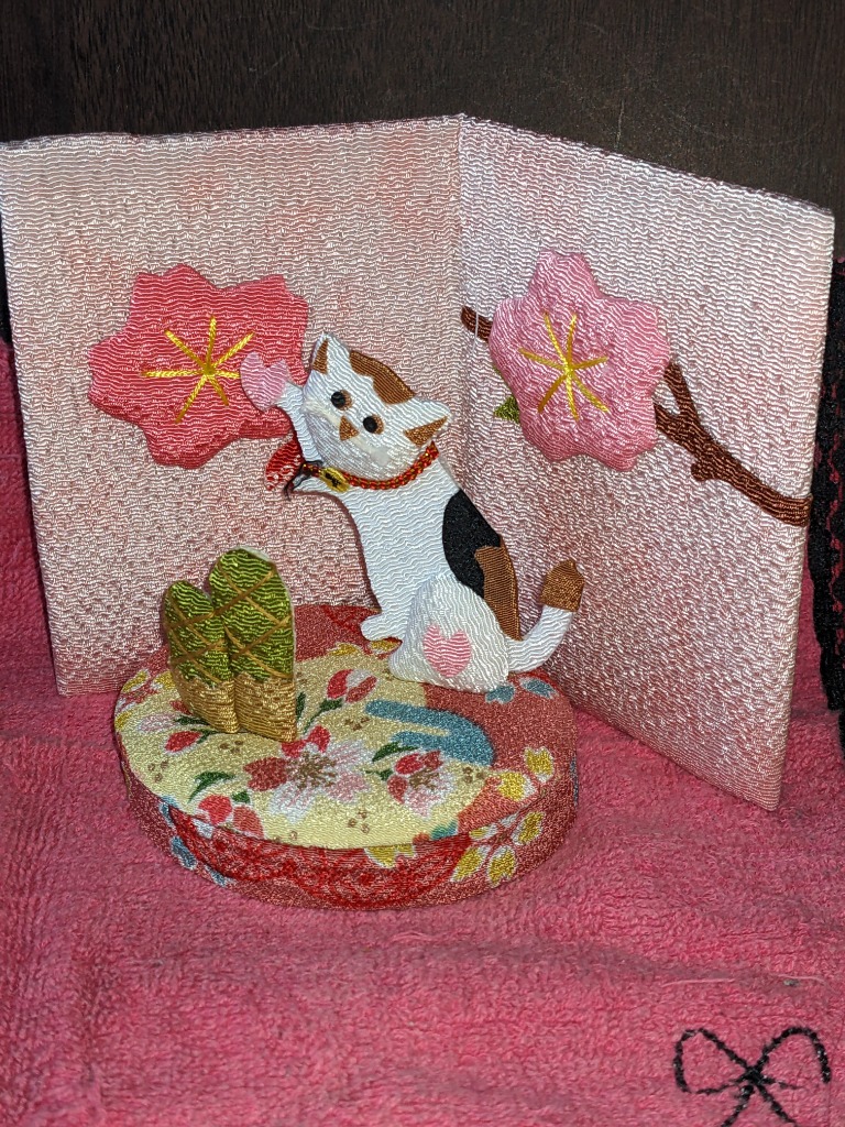 置物 コンパクト ちりめん 小さい 手作り / 季節模様 お花見