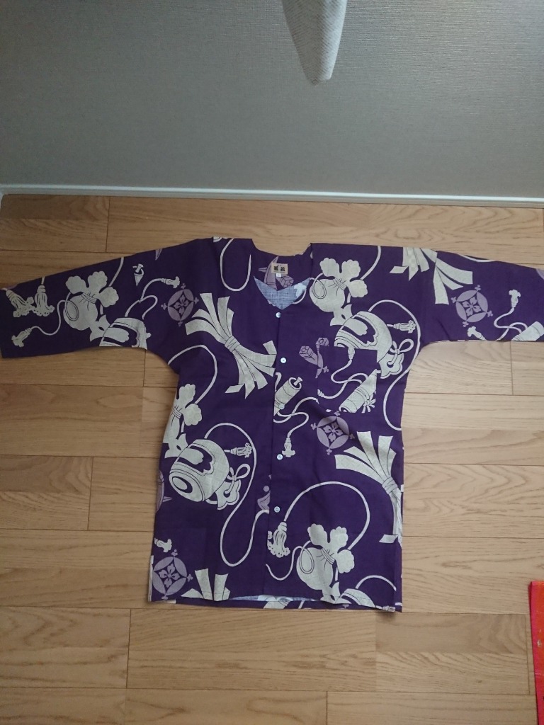 鯉口シャツ 宝尽くし・小槌（紫）大人鯉口シャツ単品 男女兼用