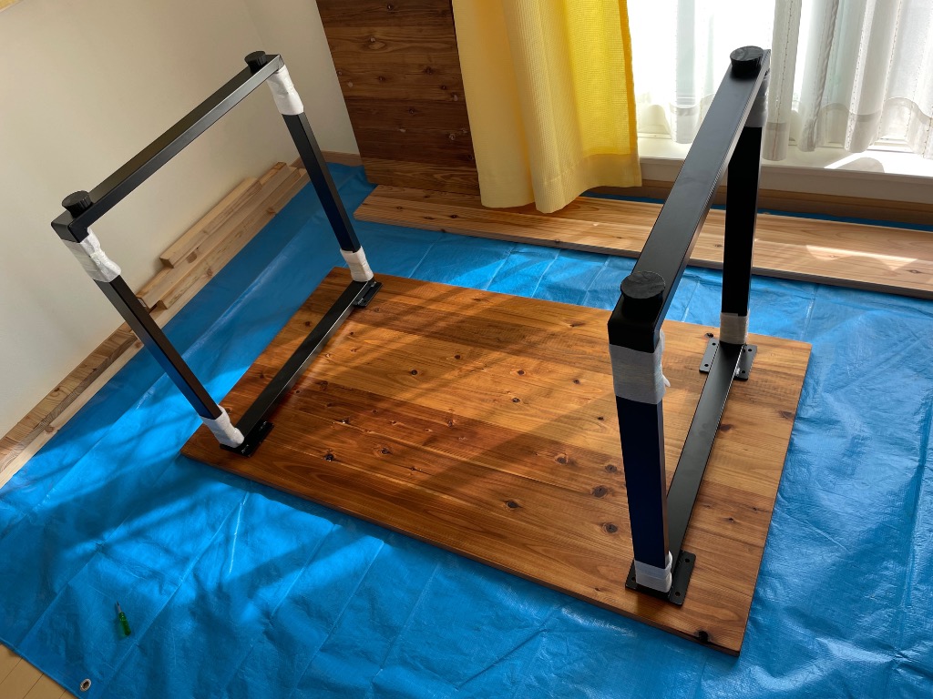 テーブル 脚 パーツ 2本セット 目安 高さ69cm〜70cm 口型 アイアン