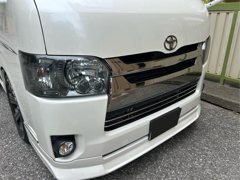 200K モータリング ヘッドライトカバー ライトスモーク ハイエース 200系 200系ハイエース2/4WD(3型以降）スモークヘッドライトカバー