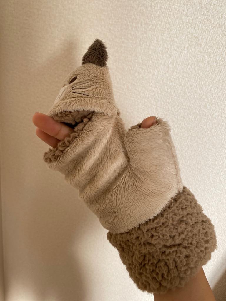 フィンガーレスミトン 手袋 手ぶくろ ミトン ネコ 猫 指切り フィンガーレス グローブ