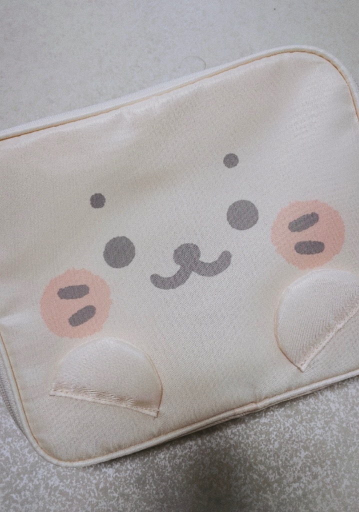 Mother garden ポーチ Lサイズ 顔ぼん柄 しろたん 23.5×19×マチ