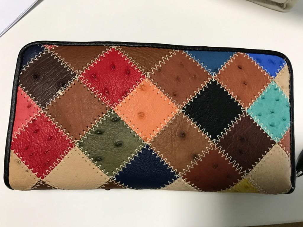 オーストリッチ 本革 長財布 ラウンドファスナー レディース オーストリッチ 本革 長財布 ラウンドファスナー レディース