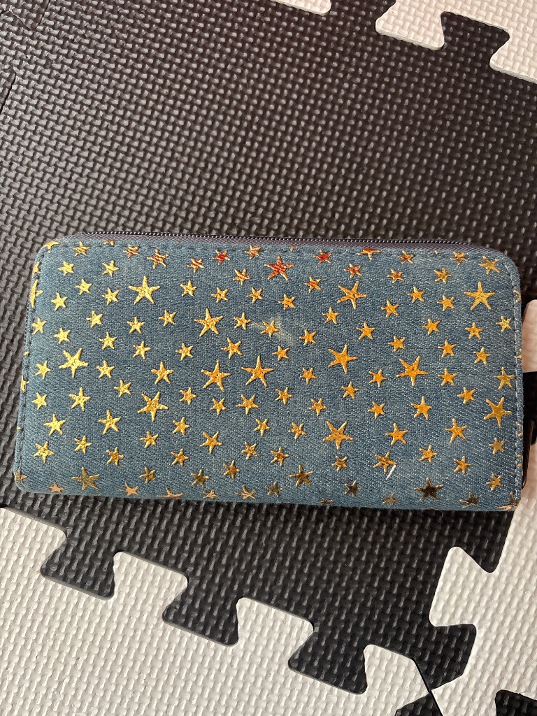 長財布 レディース デニム 星柄 メッシュ イントレチャート