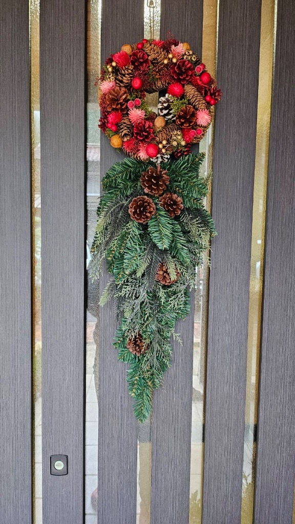 クリスマスリース スワッグ シンプル Swag 壁飾り 松ぼっくり