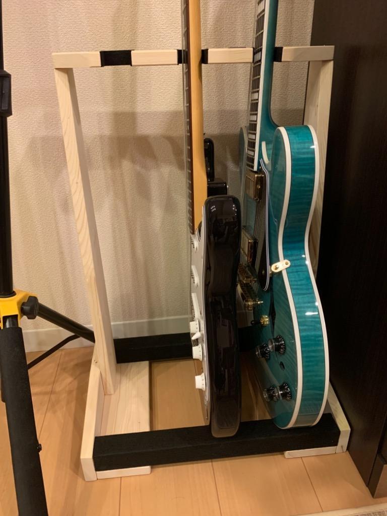 杜の工房 木製ギタースタンド 3本掛け エレキ用 組み立て済みですぐ 