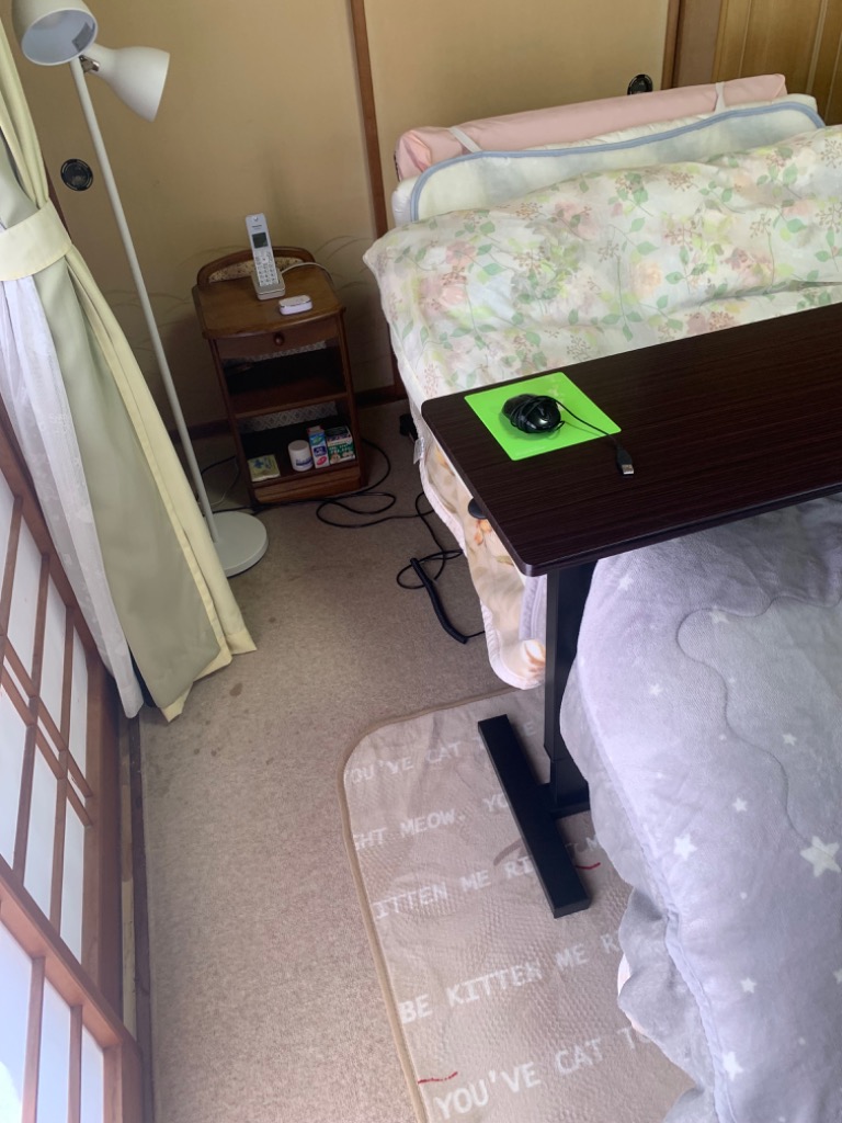 サイドテーブル 昇降式 介護用ベッドテーブル キャスター付き サイドテーブル 昇降式 介護用ベッドテーブル キャスター付き