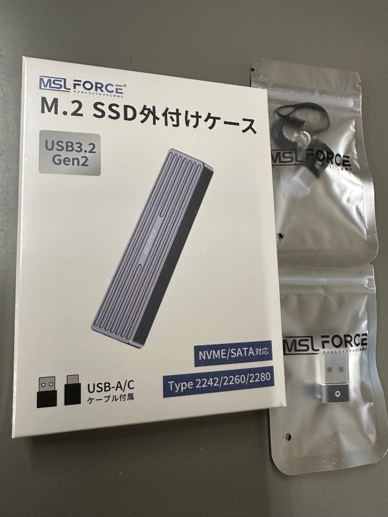 MSL FORCE M.2 SSD 外付けケース NVME SATA 4TB 10Gbps データ