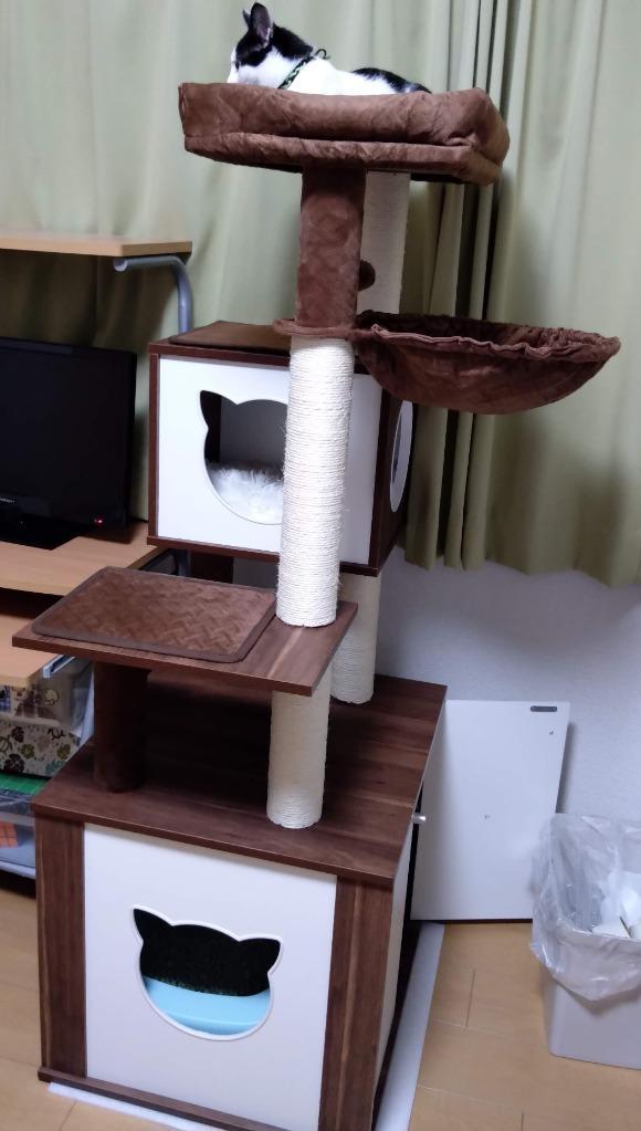 送料無料 キャットタワー 猫タワー 猫用キャビネット 猫トイレ収納 