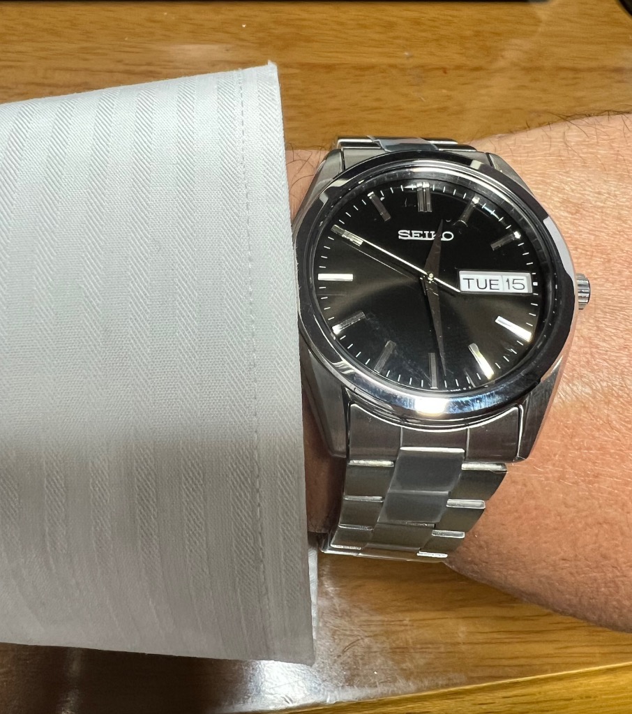 稼働 SEIKO ソーラークォーツ 腕時計 黒文字盤 デイデイト ヴィンテージ SEIKO SELECTION セイコーセレクション メンズ アナログクオーツ