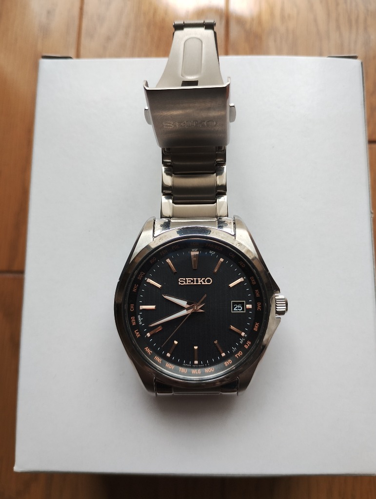 SEIKO SBTM293 ソーラー チタン時計 セイコー 時計 ソーラー電波 チタン ワールドタイム 腕時計