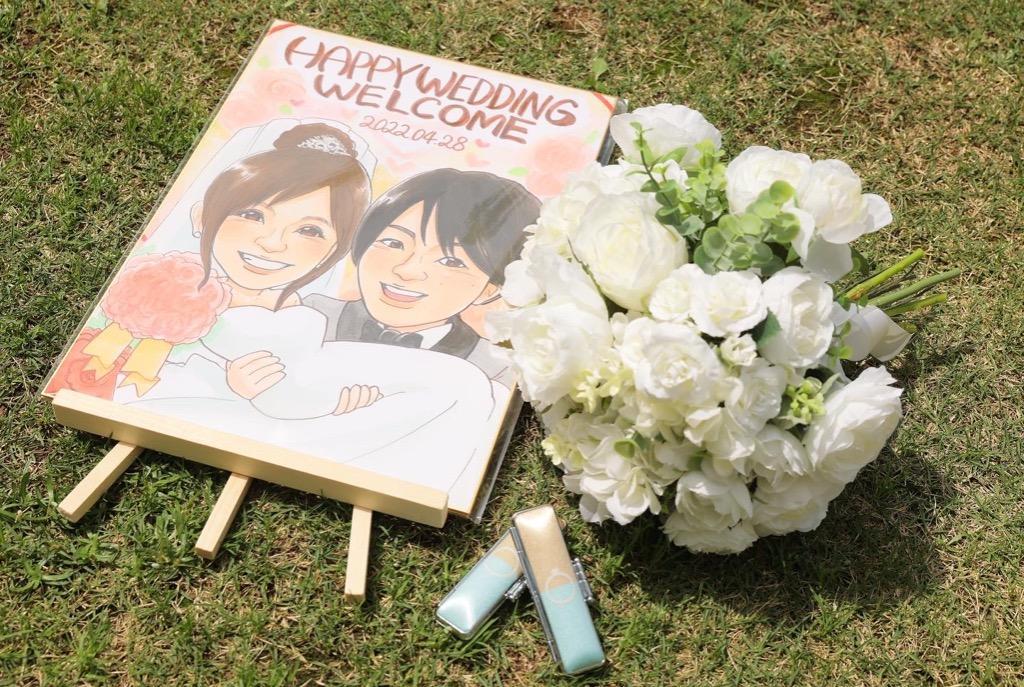 似顔絵 ウェルカムボード 結婚式 お姫様抱っこ 2人分 いちろ作 受賞歴