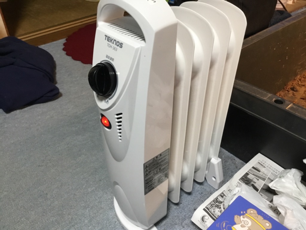 テクノス 5枚フィン ミニオイルヒーター TOH-363 静音 オイルヒーター