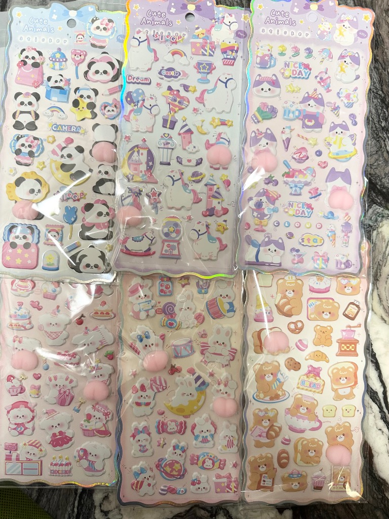 【最安1枚165円】3Dシール ぷくぷく 立体シール デコシール ステッカー ぷにぷに かわいい シール交換 ごほうびシール 手帳用 肉球 お ...
