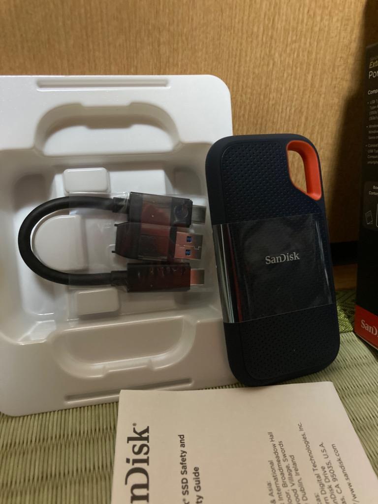 SanDisk SSD 外付け 500GB USB3.2Gen2 読出最大1050MB/秒 防滴