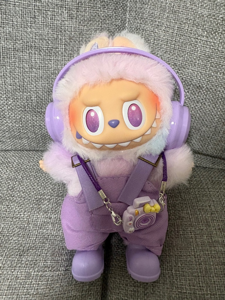 ラブブ服 LABUBU ぬい服 17cm ヘッドフォン付き オーバーオールコーデ