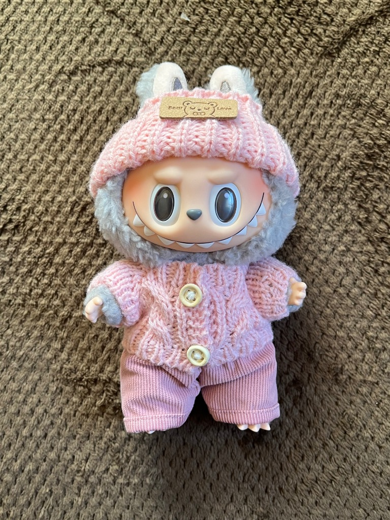 Labubu ぬいぐるみ set 8点 限定セール ラブブ服 LABUBU ぬい服 17cm 8色選択可能 編み風 labubu服