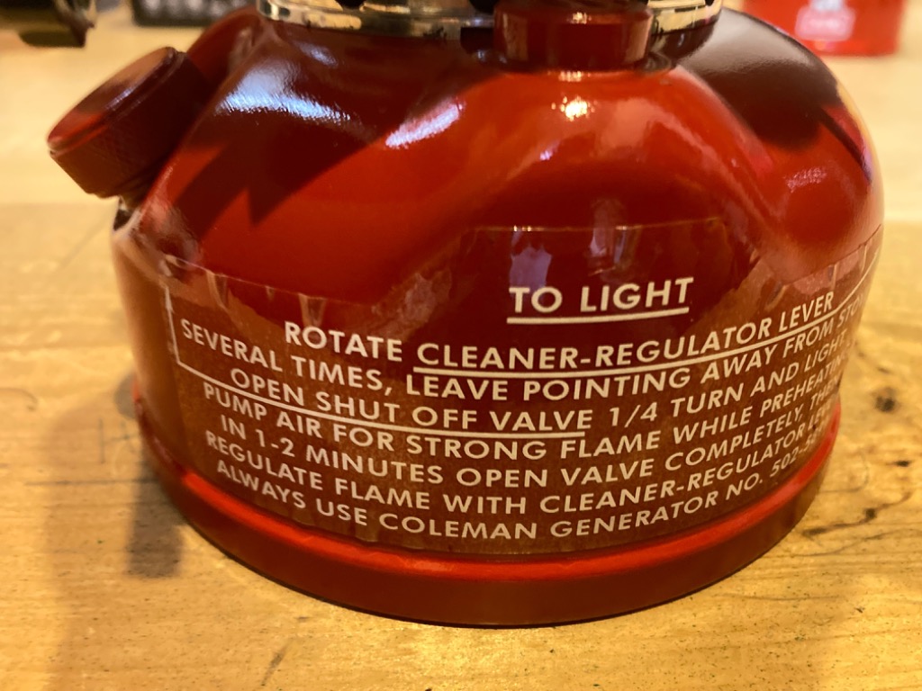 Coleman（コールマン） 502 ストーブ 操作説明書きシール D400