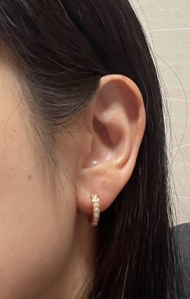 ピアス フープ レディース フープピアス czダイヤ 18金 18k