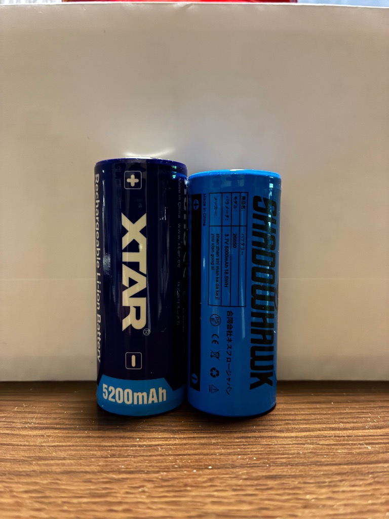 XTAR 26650 5200mAh 3.6V 充電式 リチウムイオン電池 7A 18.72Wh