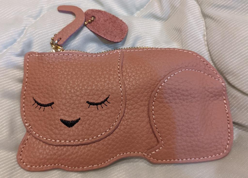 コンパクトウォレット 猫 ネコ 小銭入れ コインケース 本革 牛革 プレゼント カード入れ ミニ財布 キーリング付き キーケース バッグチャーム  :pursecatnew:オリジンショップ 通販 