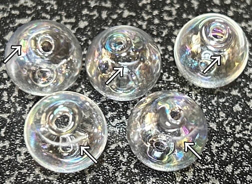 ガラスドーム (3) ビーズ 貫通穴 12~20mm オーロラ 10個売り