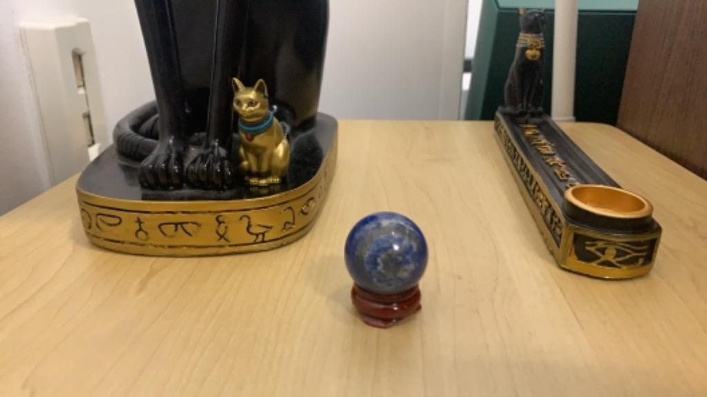 ラピスラズリ スフィア 30ミリ程度 1個 丸玉 木製 台座付き 天然石