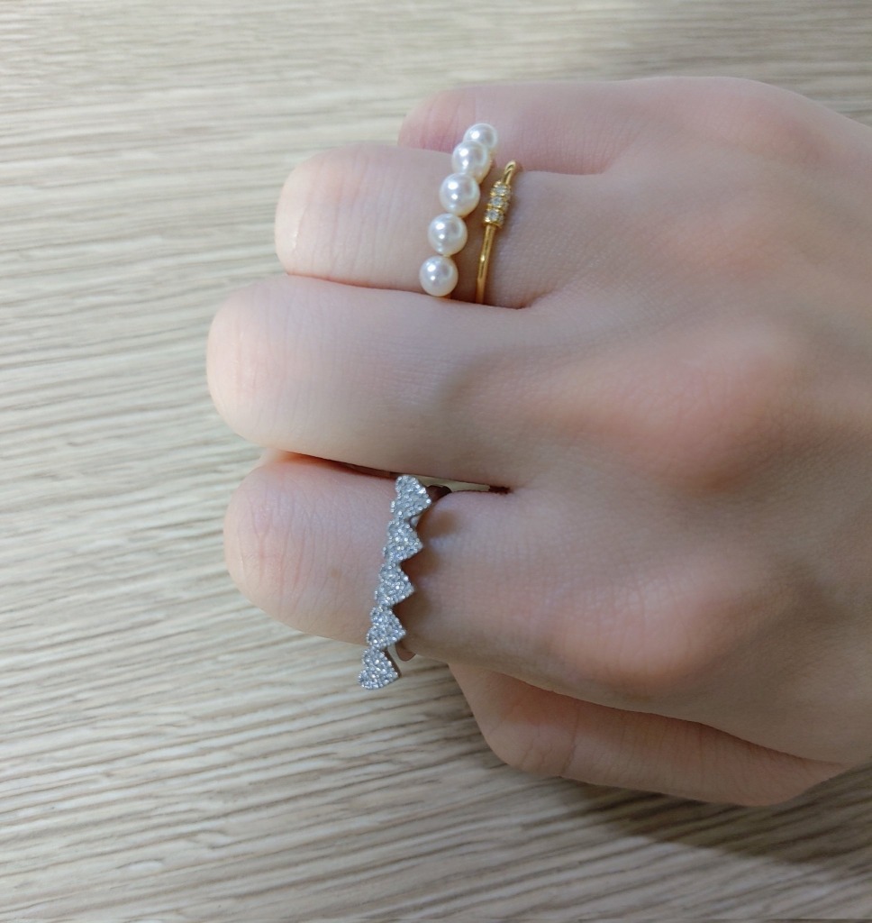パール優美　アコヤパール　あこやパール　１８金　ベビーパール K18 数粒 あこや真珠 ベビーパール リング akoya ring : パール