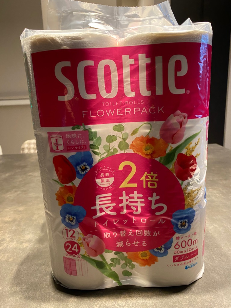 スコッティ フラワーパック 2倍巻き(12ロールで24ロール分) トイレット 50mダブル ×4パック入り【ケース販売】 ケース販売 スコッティ フラワーパック 2倍巻き(12ロールで24ロール